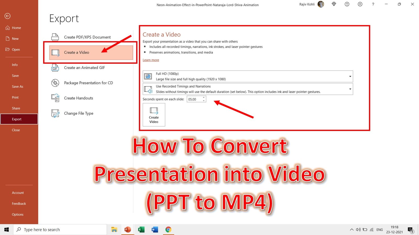 How To Save PowerPoint Presentation To Video PPT To MP4